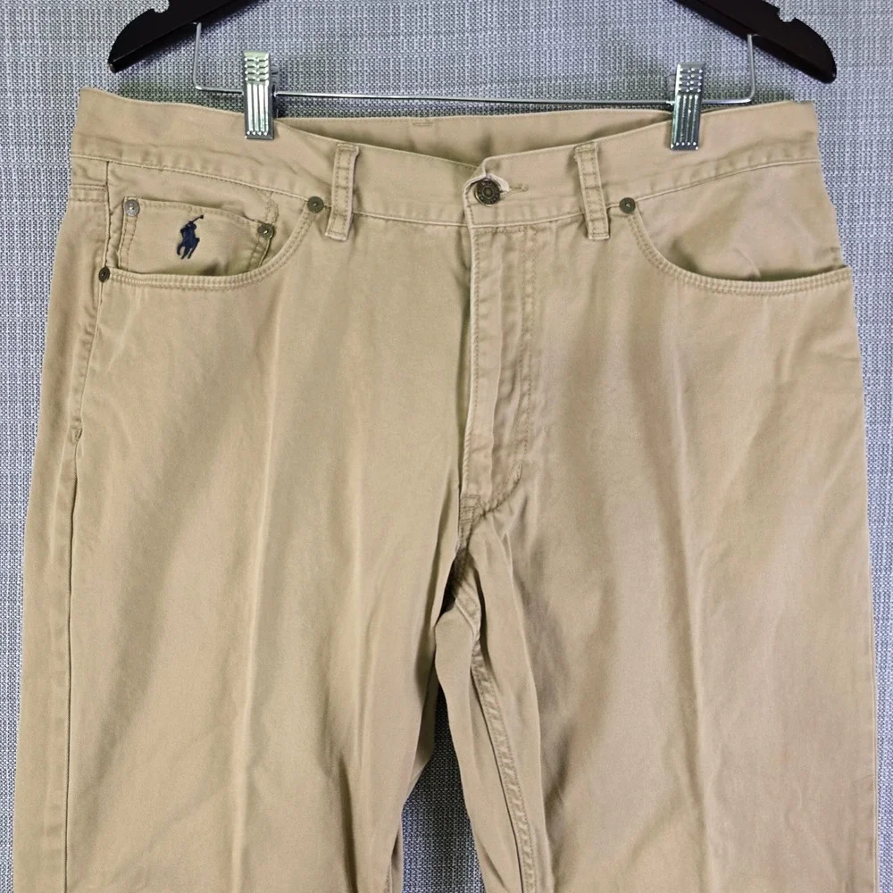 Polo Ralph Lauren 650 Straight Leg Pants Mens 36x34 Sand 5-Pocket Twill Classic